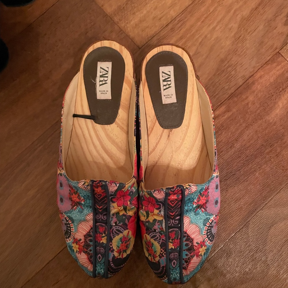 Zara wood bottom clog mule size 39 (8)